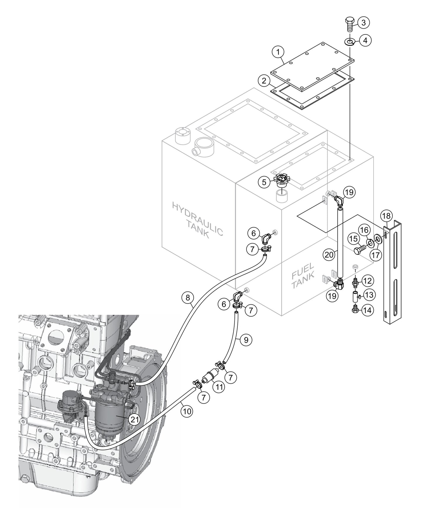 LS300 Fuel Tank/Water Separator Assembly Parts