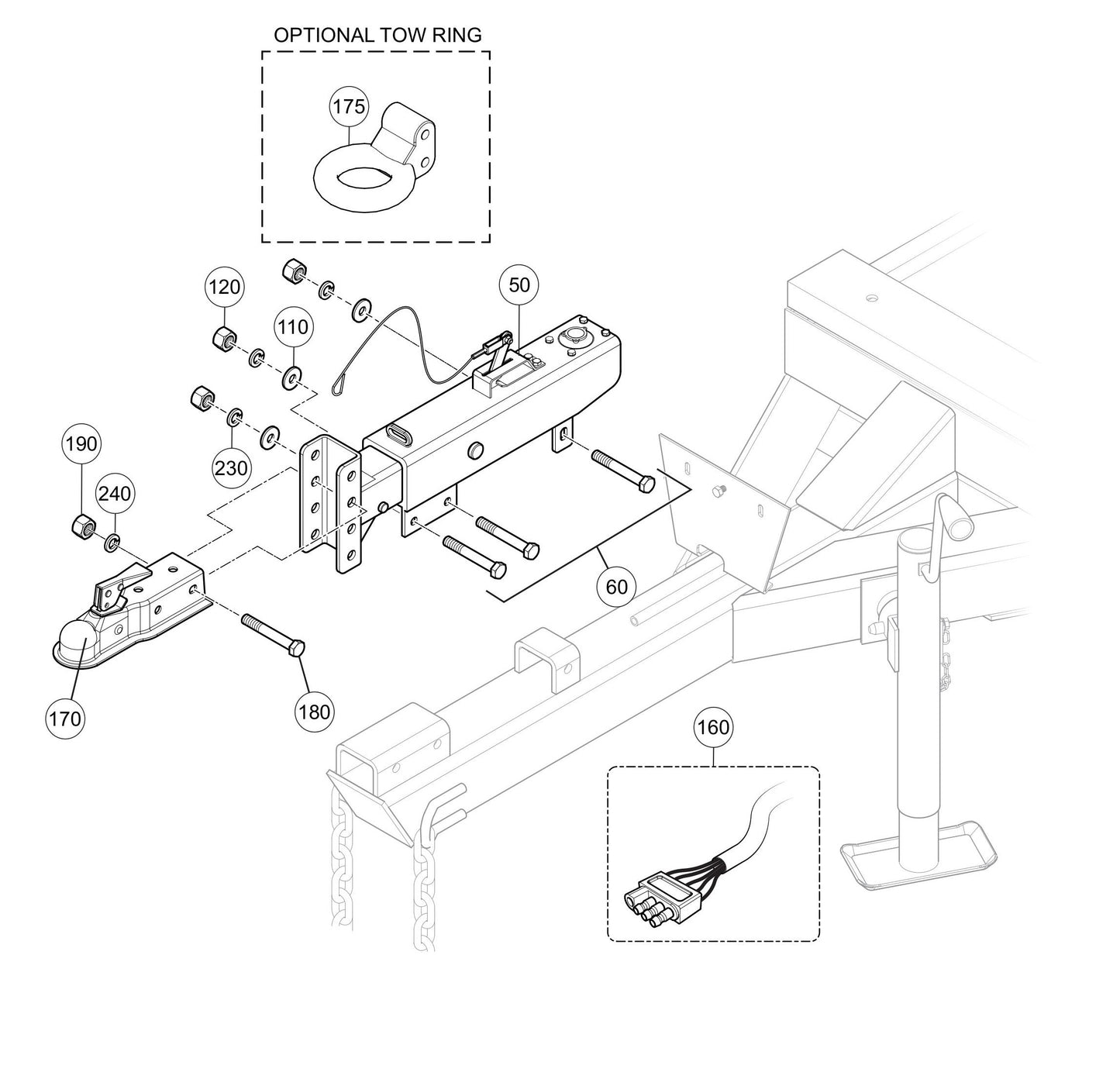LS300G Trailer Hitch Assembly Parts