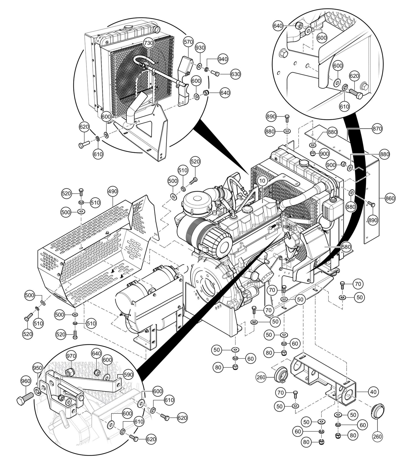 LS300G Engine Mounting Assembly Parts