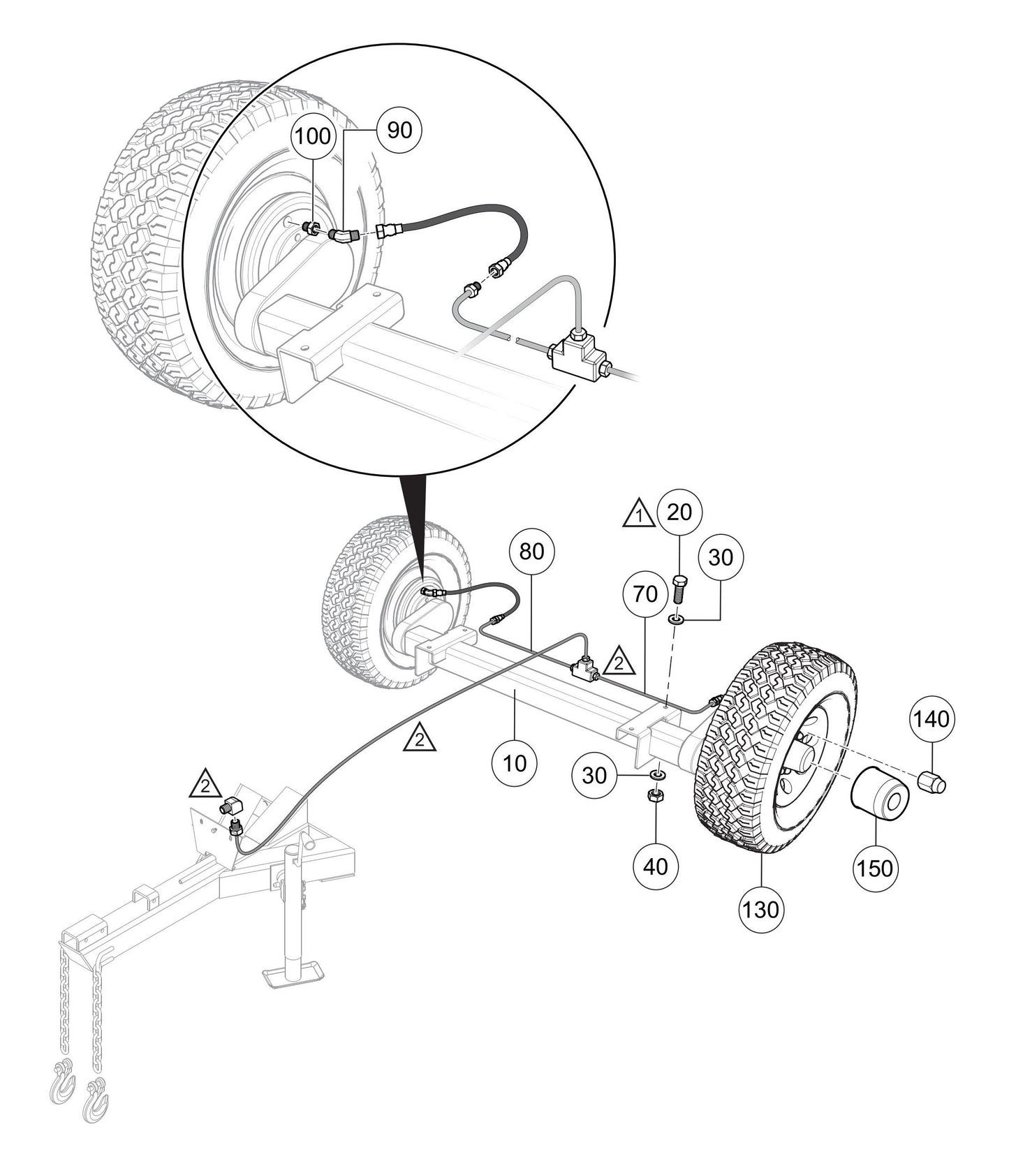 LS300GK Axle/Brake Line Assembly Parts