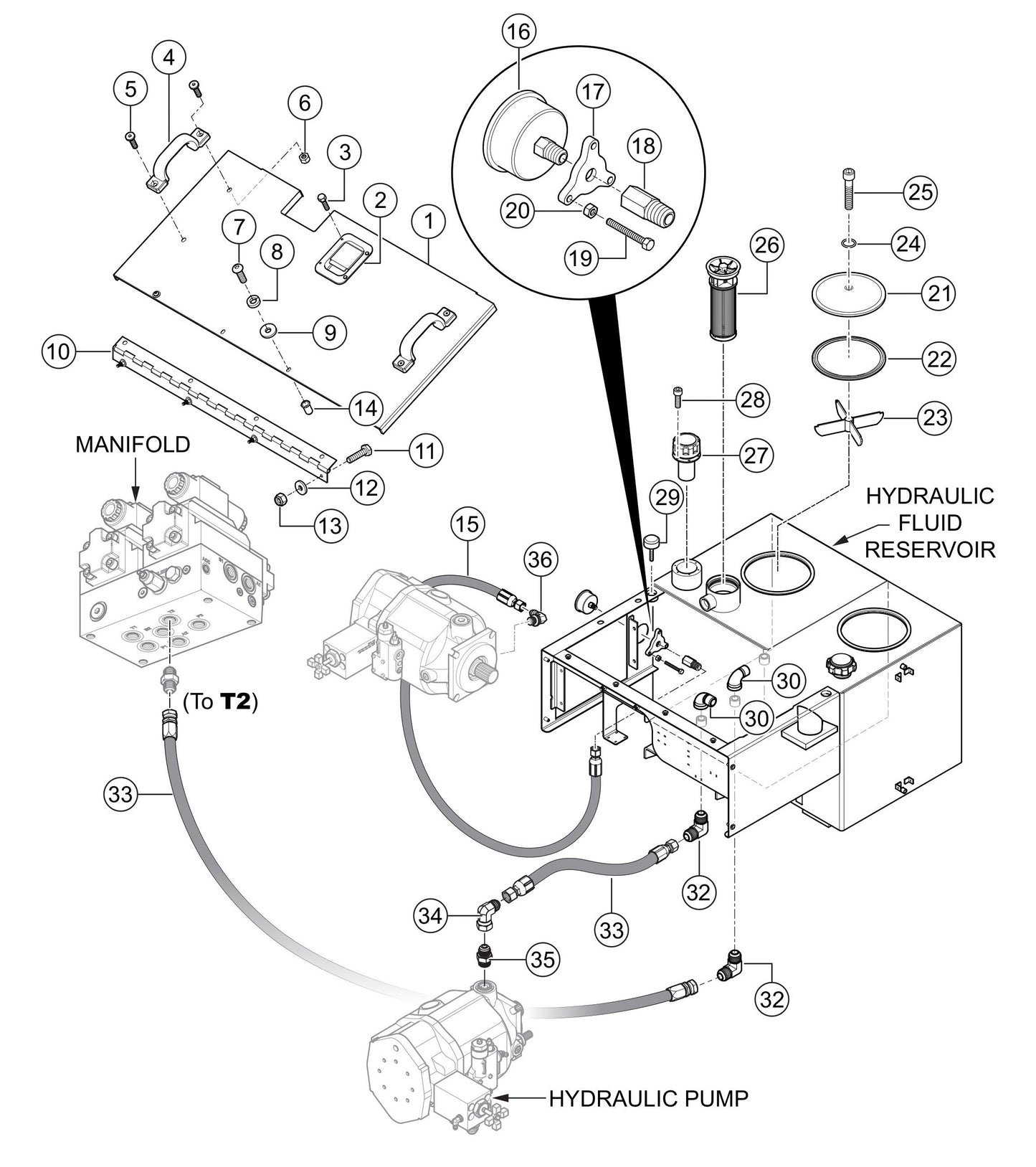 LS300P Hydraulic Tank Assembly Parts