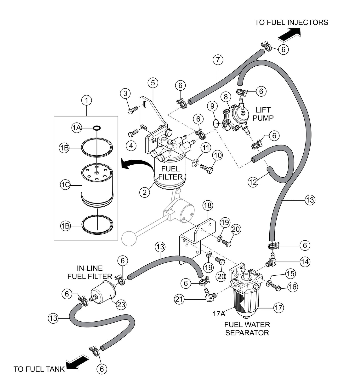 LS300P Fuel Filters/Water Seperator Assembly Parts