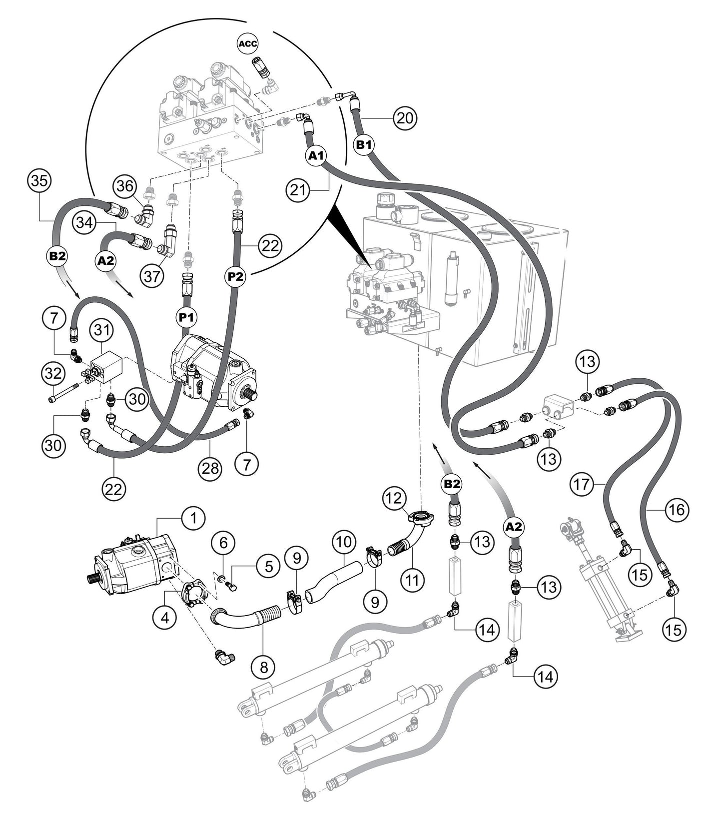 LS300P Hydraulic Pump Assembly Parts