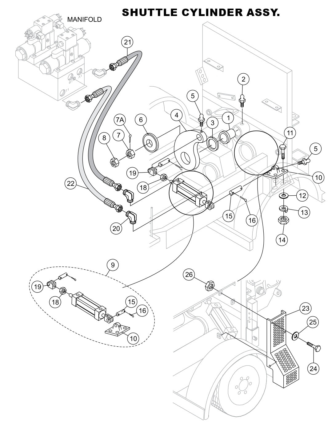 Shuttle Cylinder Assembly Parts-LS-40, LS-40TD, LS-50TD DEUTZ F4L2011, BF4L2011 Diesel Engine