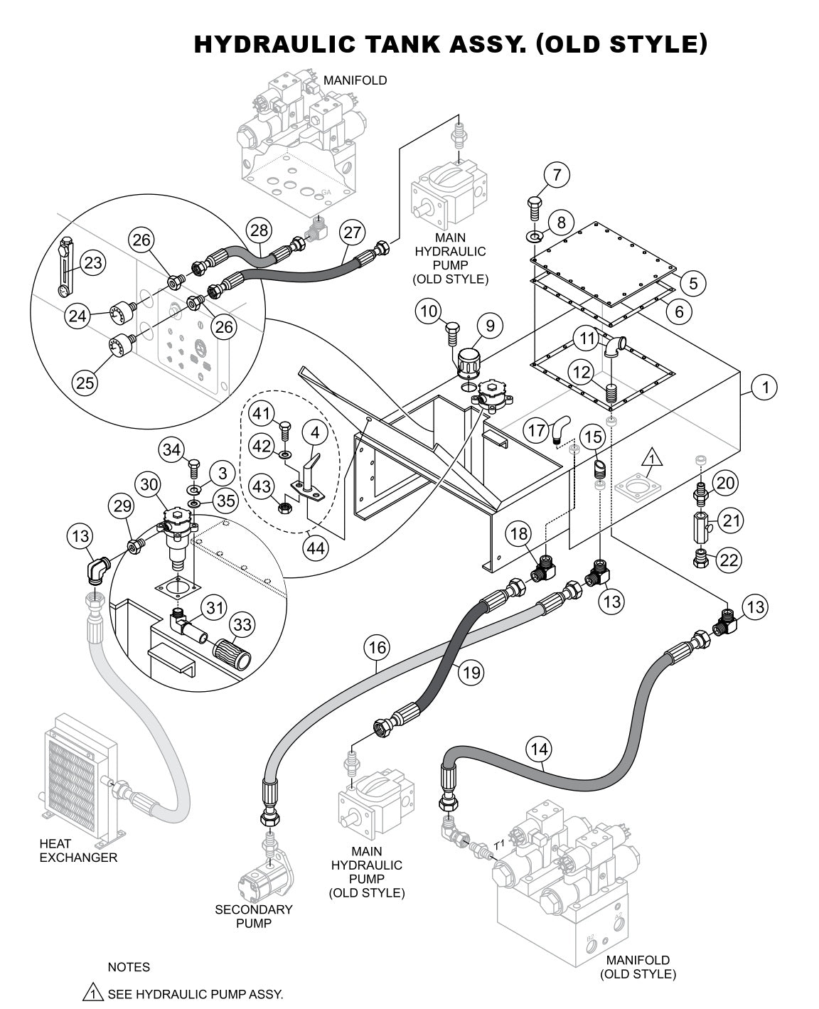 Hydraulic Tank Assembly (Old Style) Parts-LS-40, LS-40TD, LS-50TD DEUTZ F4L2011, BF4L2011 Diesel Engine