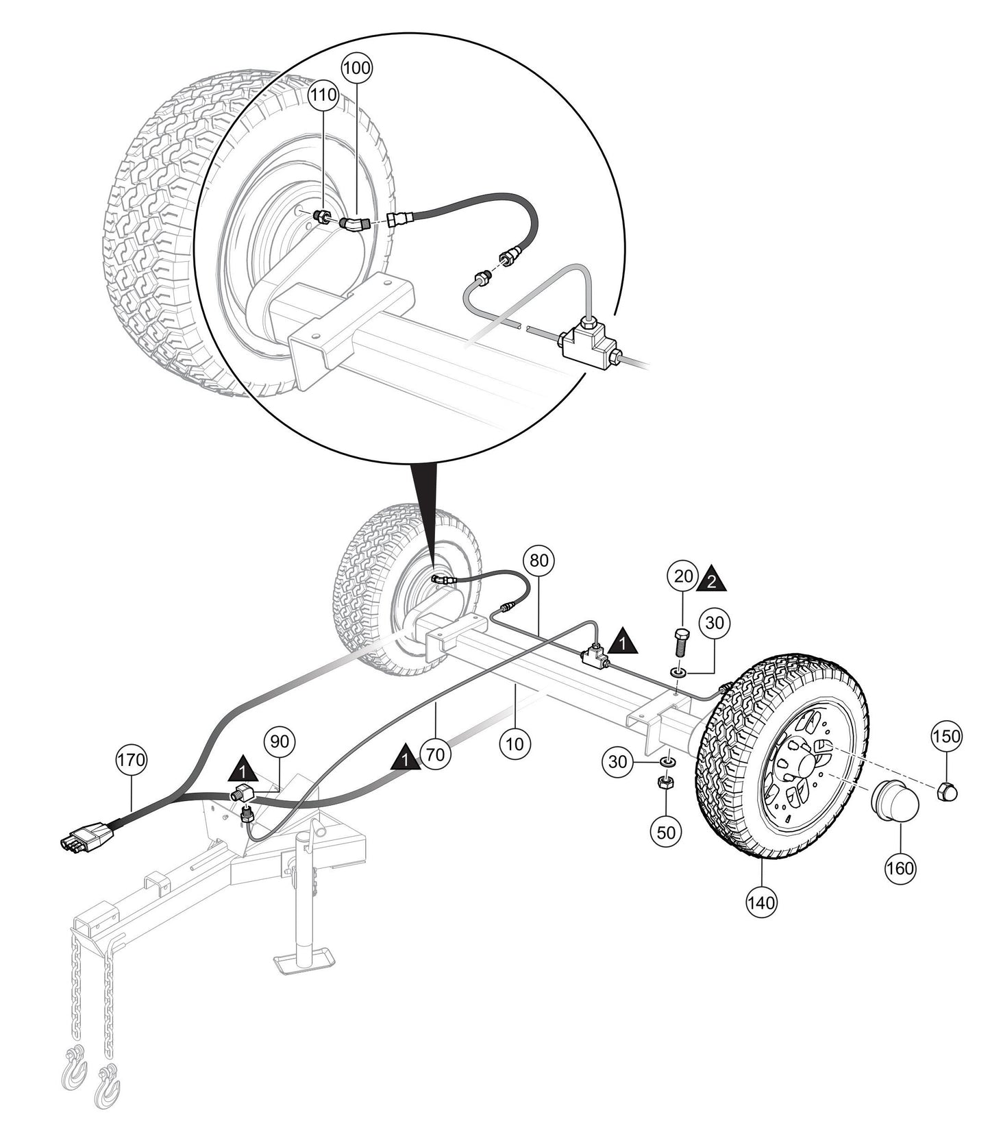 LS450 Axle/Brake Line Assembly Parts