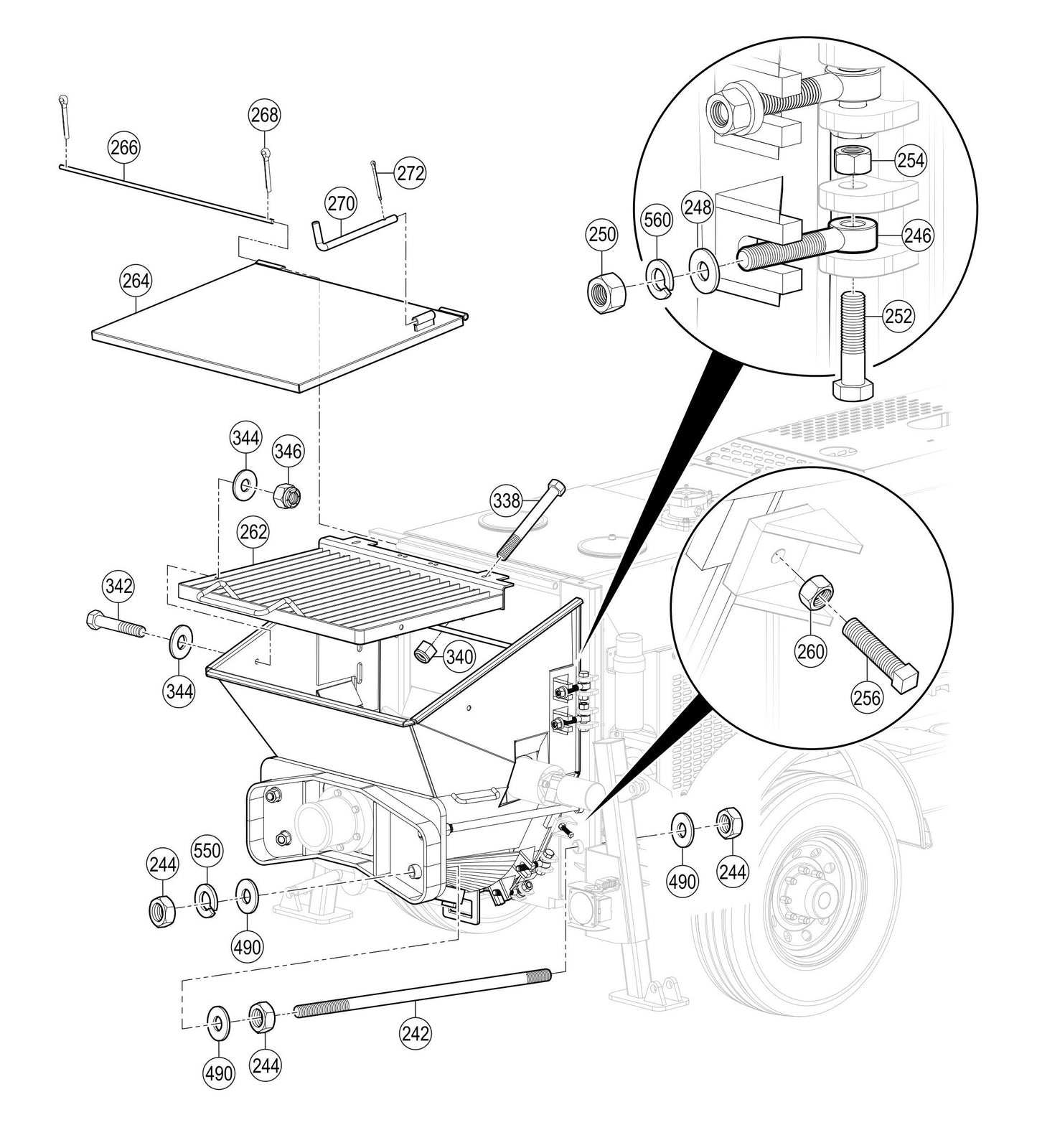 LS450 Hopper Attachment Assembly Parts
