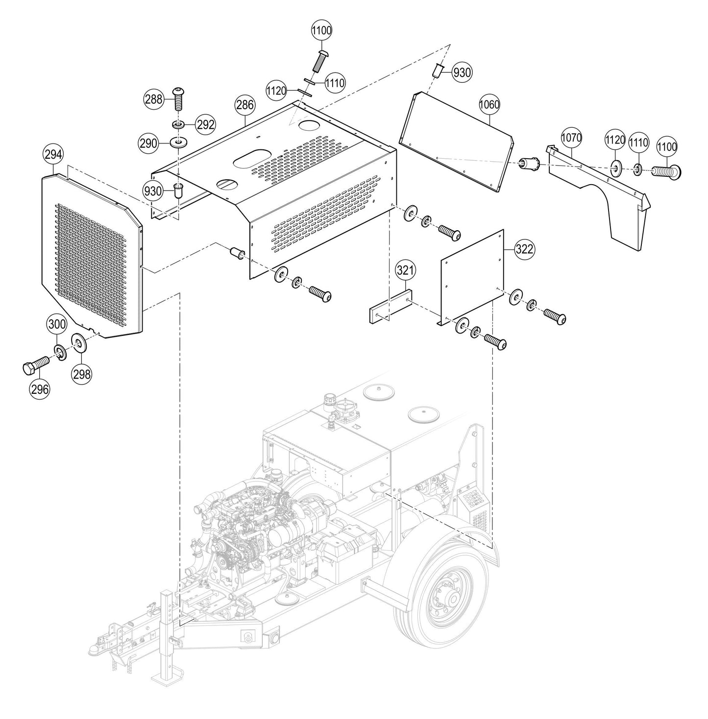 LS450 Engine Cover Assembly Parts