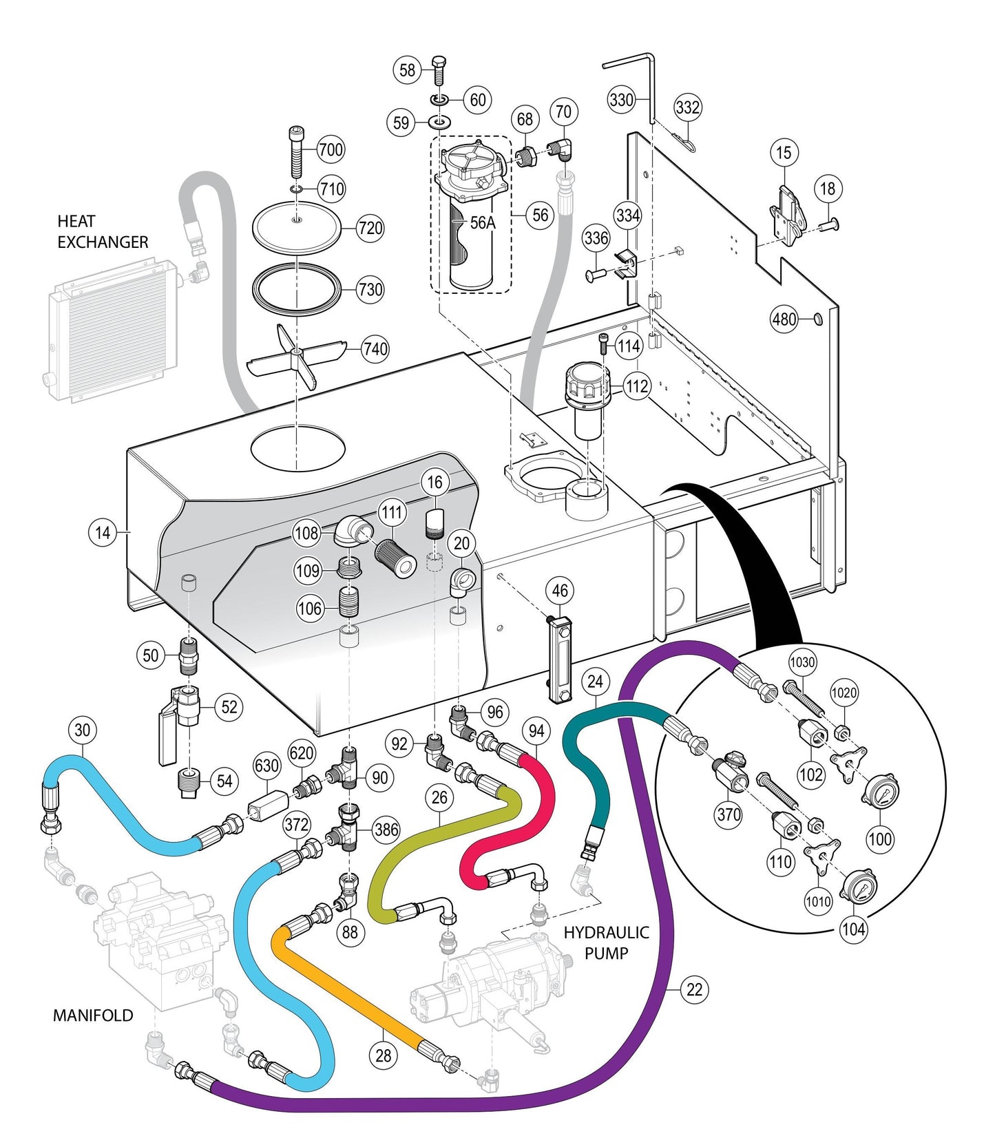 LS450 Hydraulic Tank Assembly Parts