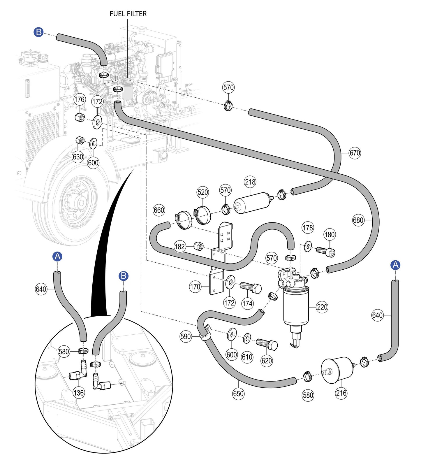 LS450 Fuel Filter-Water Separator Assembly Parts