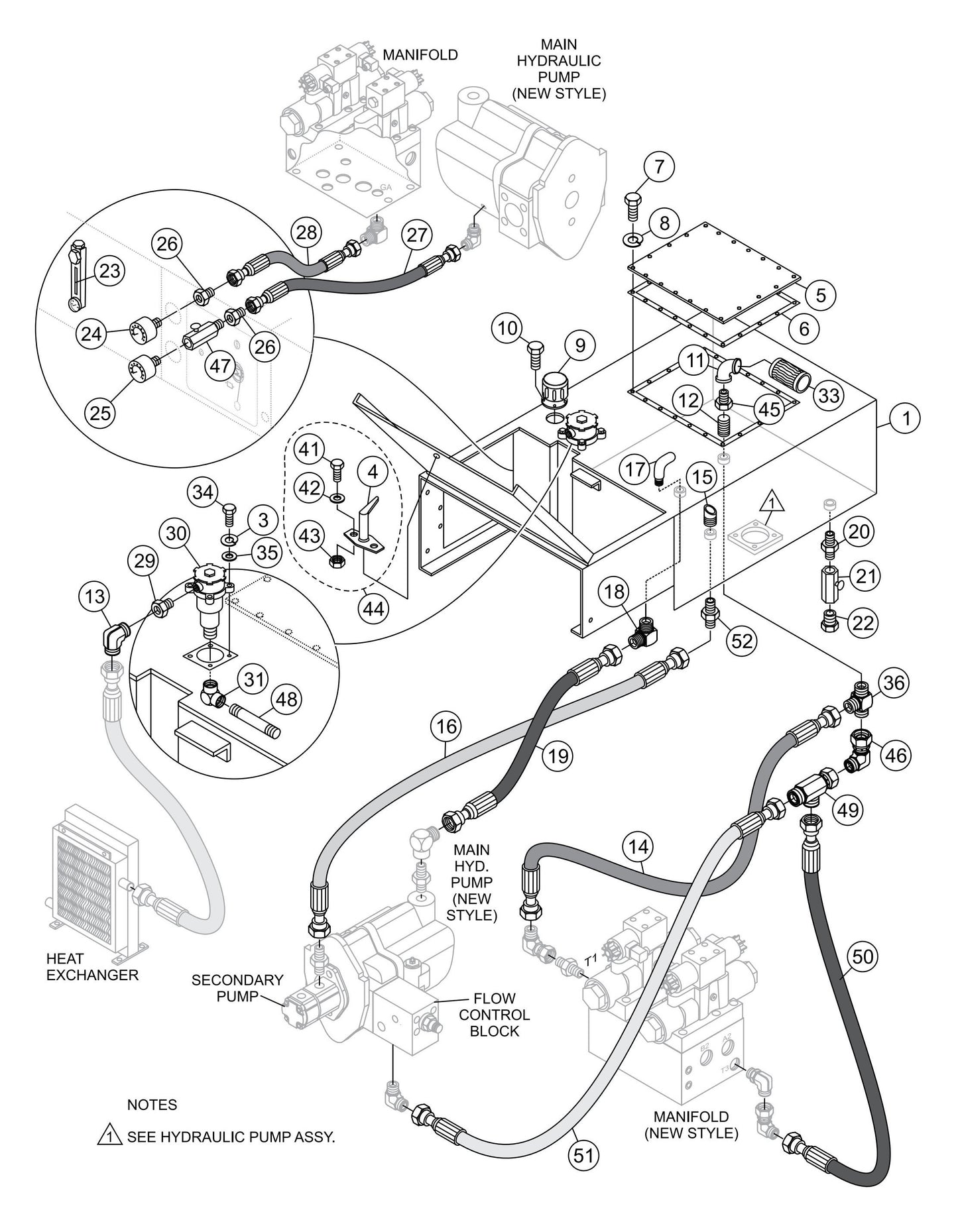 LS-60TD Hydraulic Tank Assembly (New Style) Parts