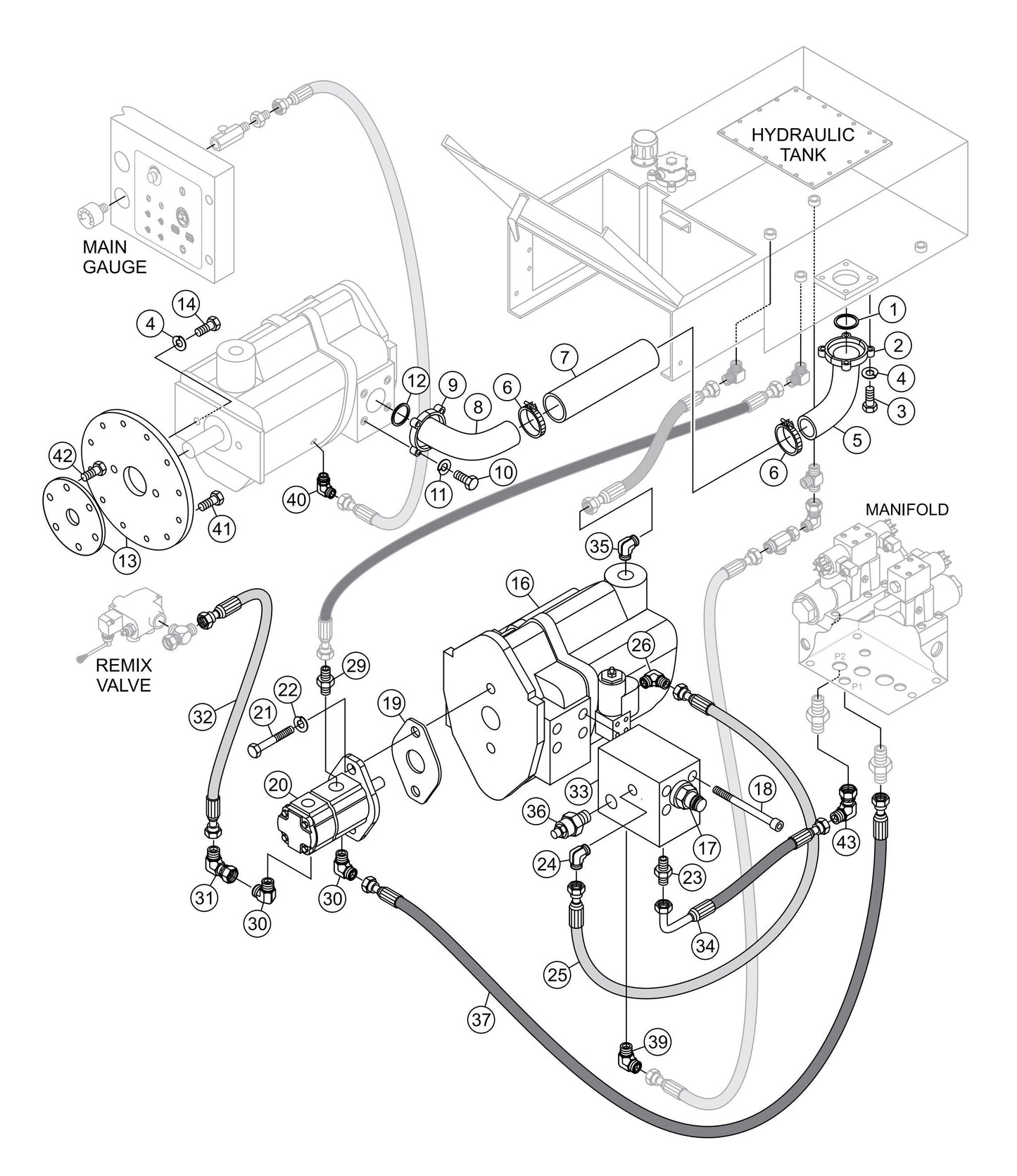 LS-60TD Hydraulic Pump Assembly (Old Style) Parts