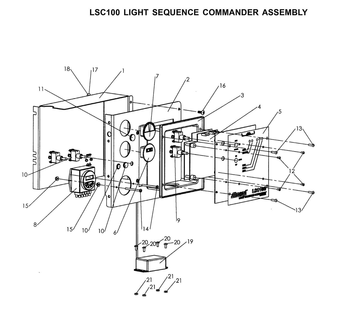 Maxi-Lite Hydraulic Tower-LSC 100 Light Sequence Commander Assembly Parts By Allmand