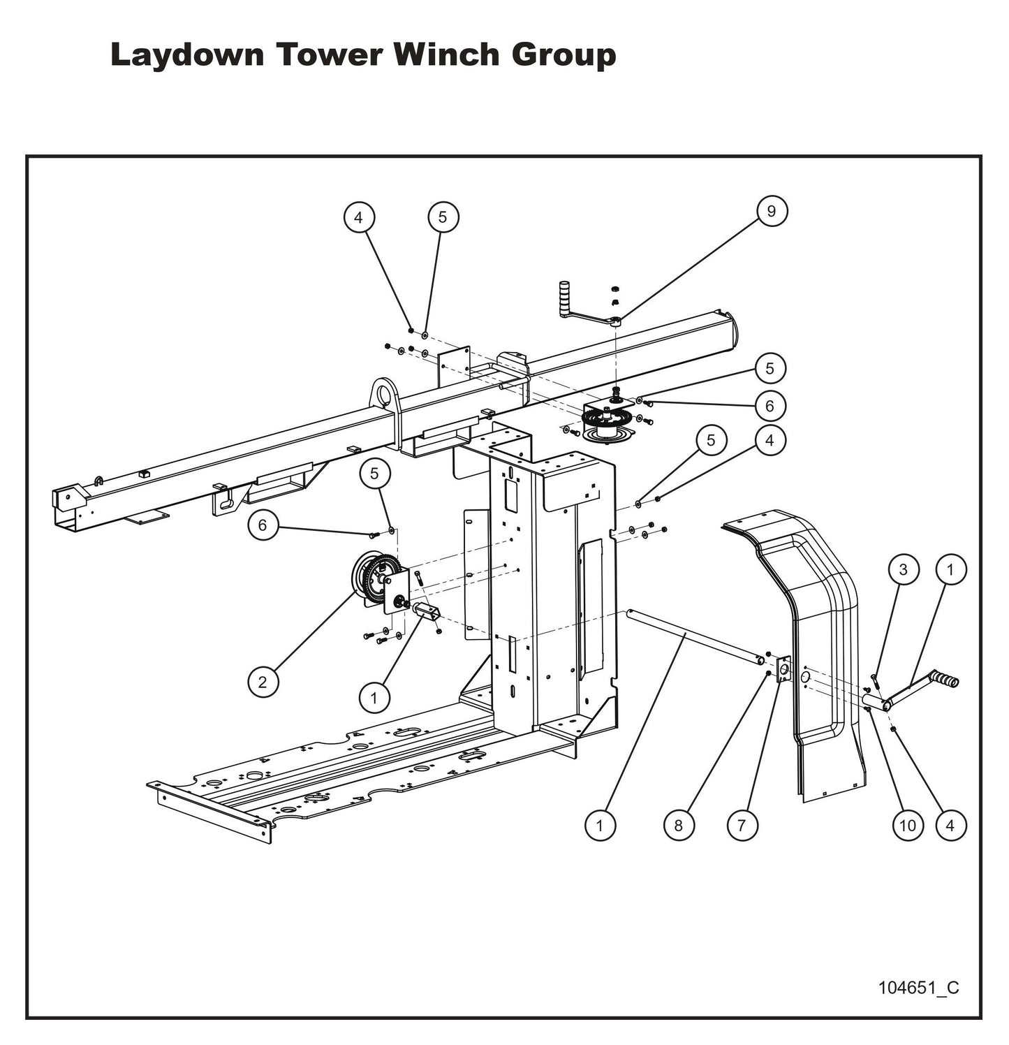 Laydown Tower Winch Group Parts By Allmand