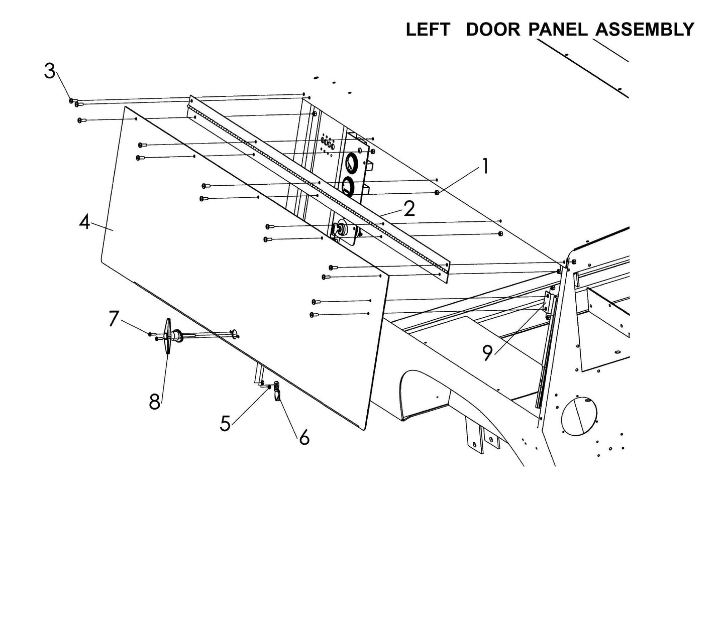 Maxi-Lite 15330 and 20330-Left Door Panel Assembly Parts By Allmand