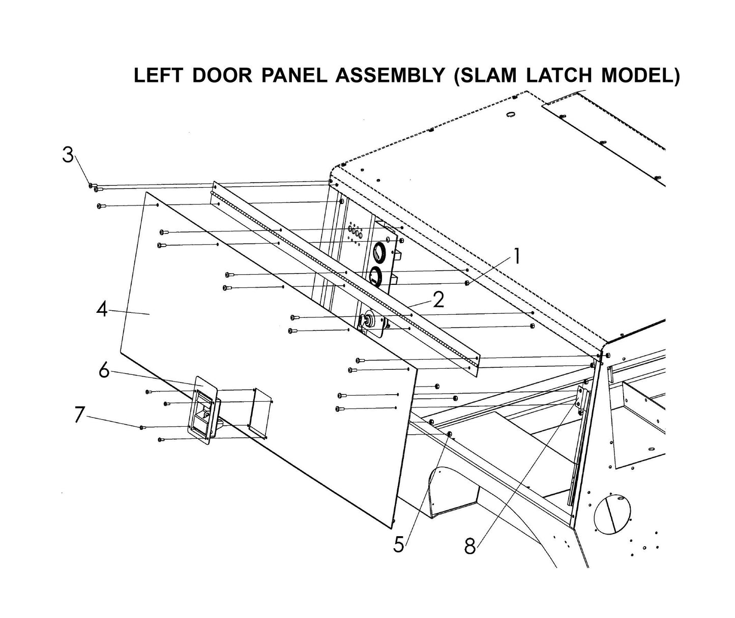 Maxi-Lite 15330 and 20330-Left Door Panel Assembly (Slam Latch Model) Parts By Allmand