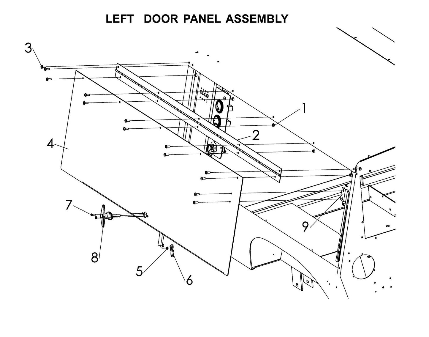 Maxi-Lite Laydown 15-20KW-Left Door Panel Assembly Parts By Allmand