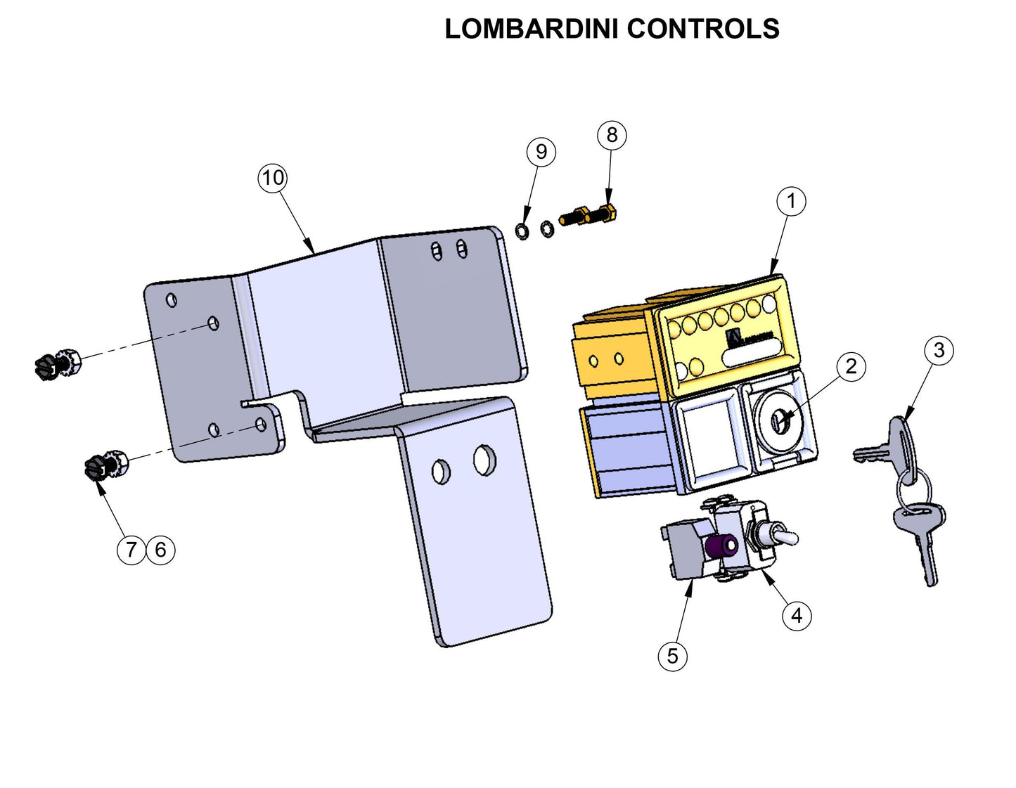 V-Series Maxi-Lite 7.5-8KW-Lombardini Controls Parts By Allmand