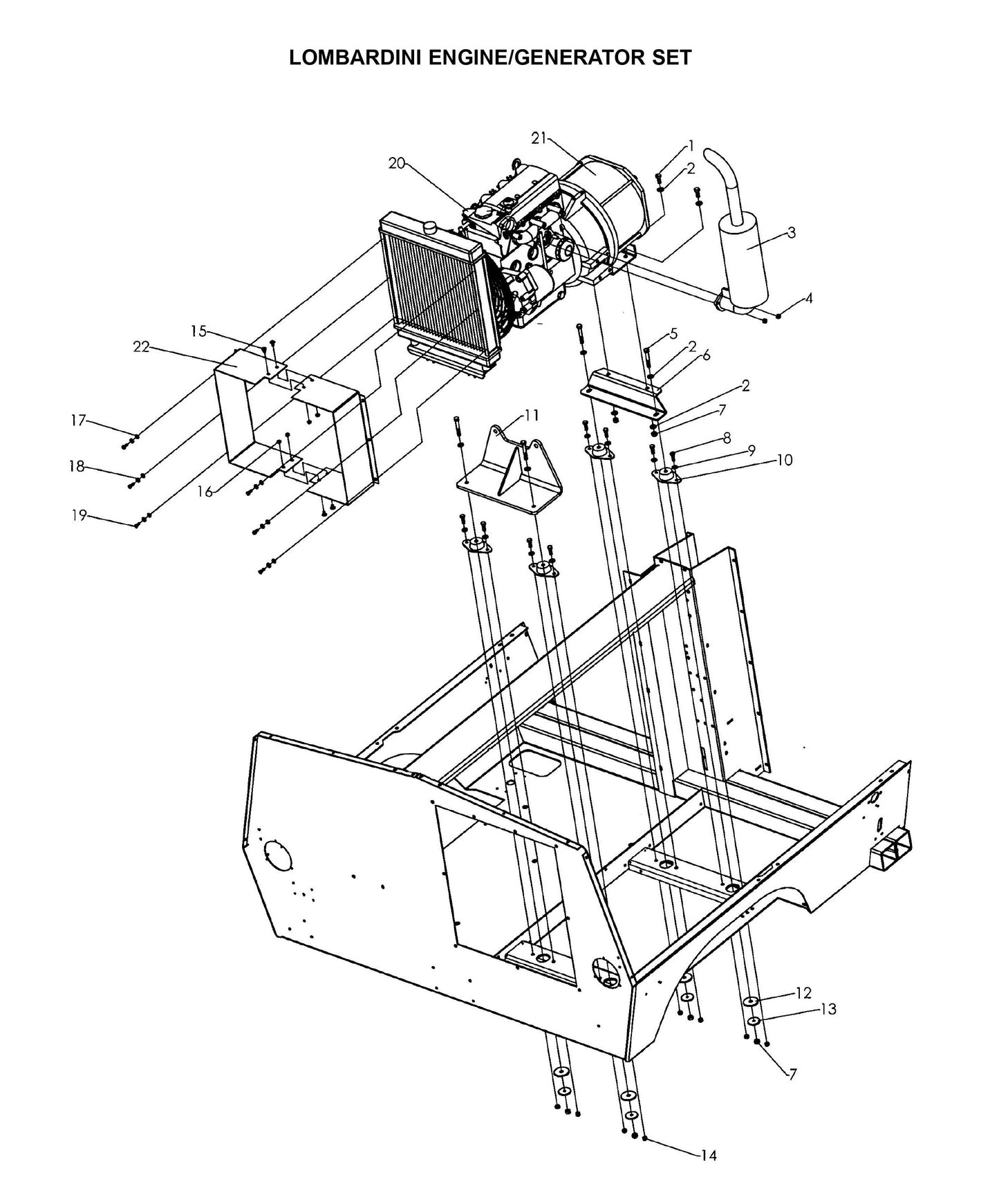 Maxi-Lite Laydown 6-8KW-Lombardini Engine/Generator Set Parts By Allmand