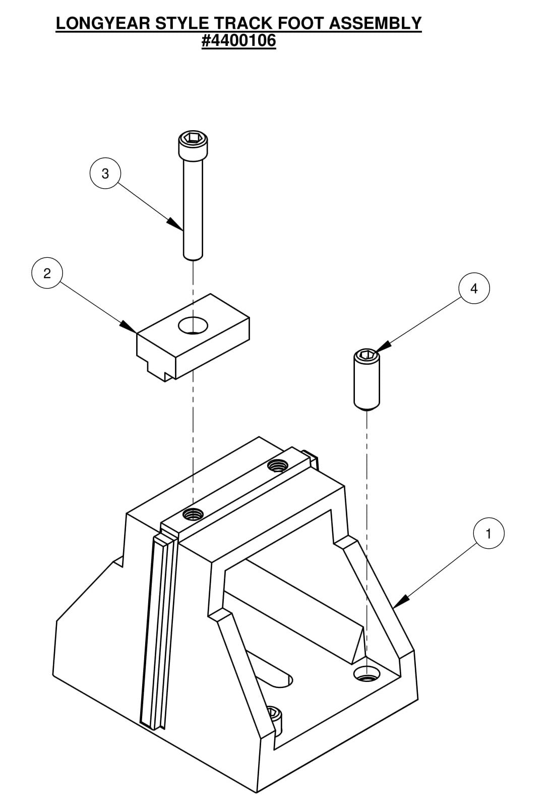 CC1600 Longyear Style Track Foot Assembly