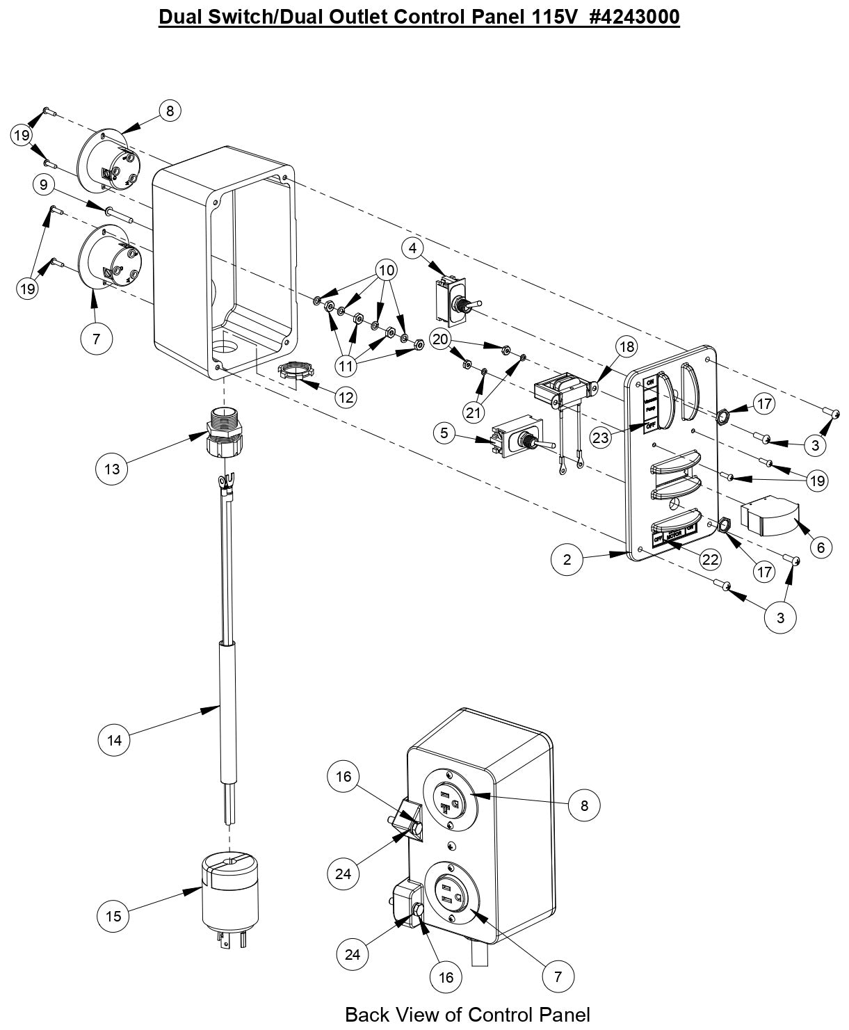 M-1 Dual Switch / Dual Outlet Control Panel 115 V
