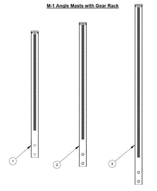M-1 Angle Masts with Gear Rack