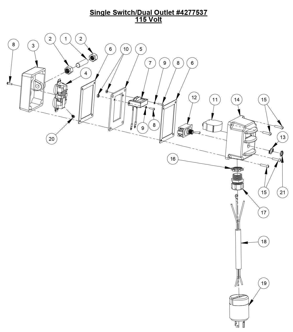 M-3 Single Switch/Dual Outlet 115 Volt