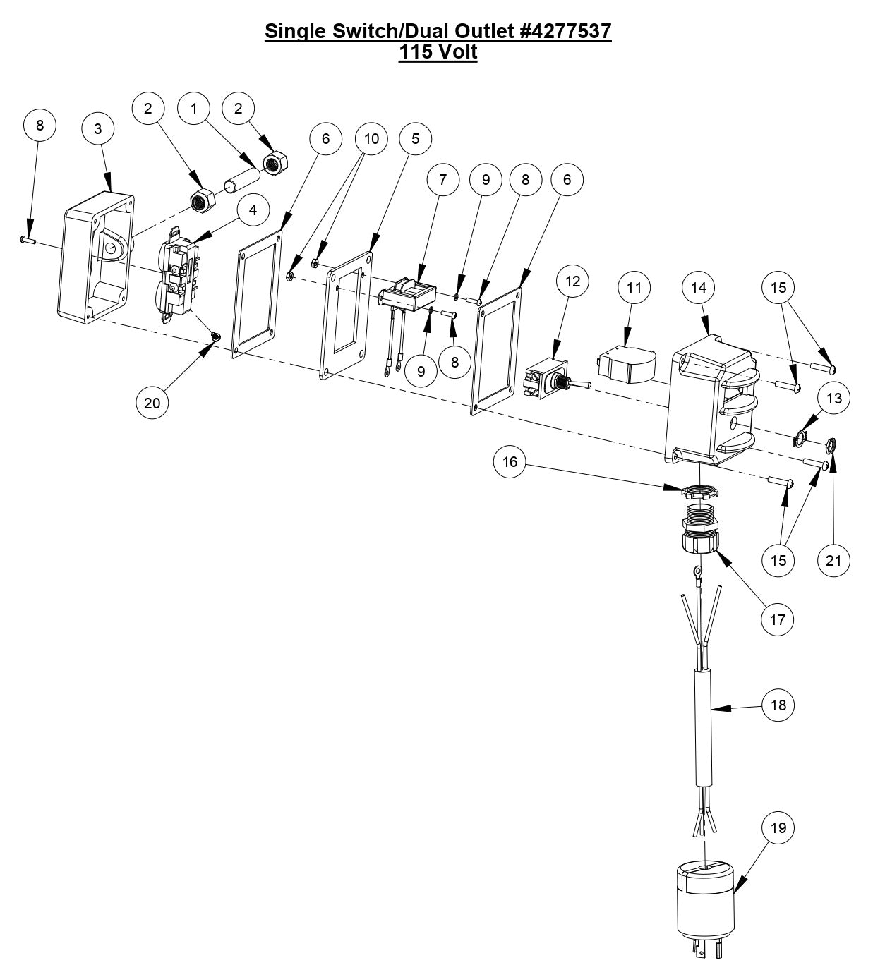 M-5 Single Switch/Dual Outlet 115 Volt