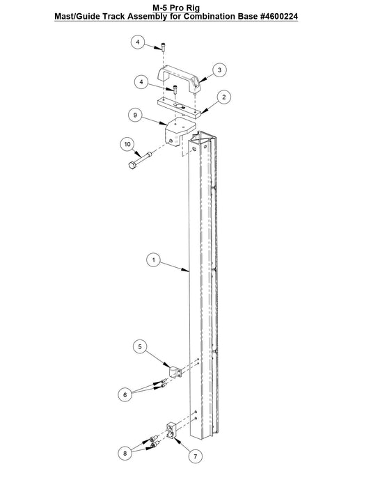 M-5 Pro Rig Mast/Guide Track Assembly For Anchor Base