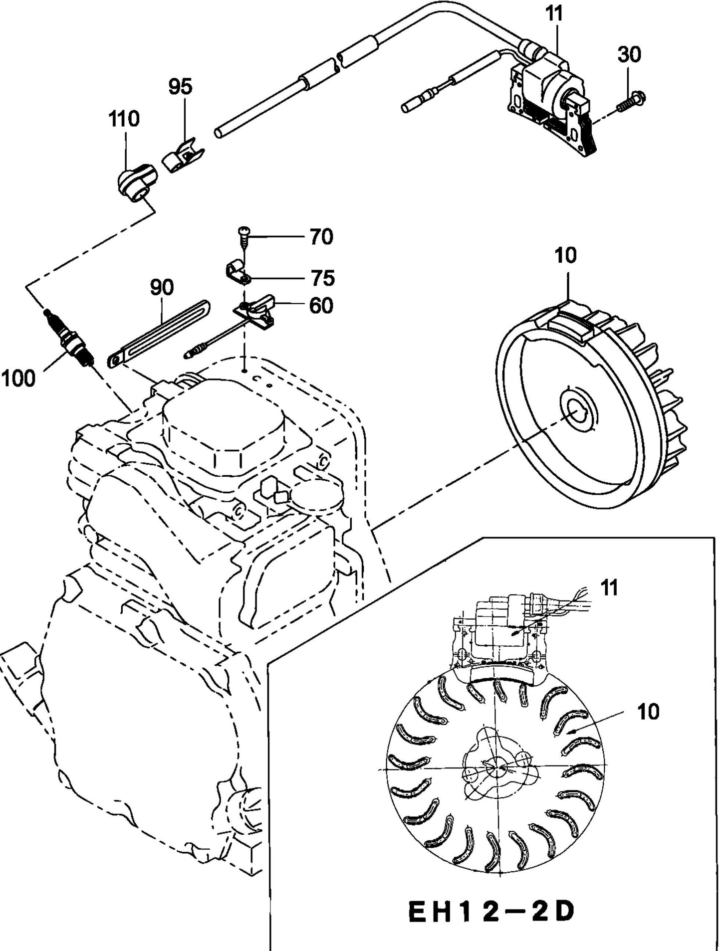 MT74FAF Robin EH-12-2D46051 Engine Magneto Assembly Parts