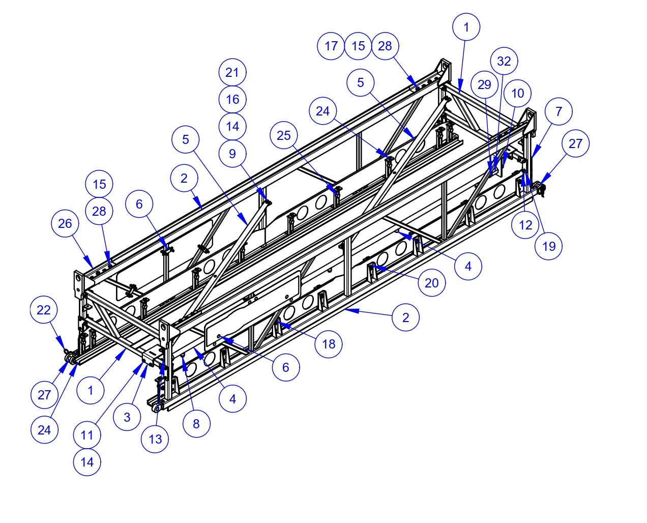 VLP2424 Mainframe - 12' Idle Frame Assembly Parts by Allen Engineering