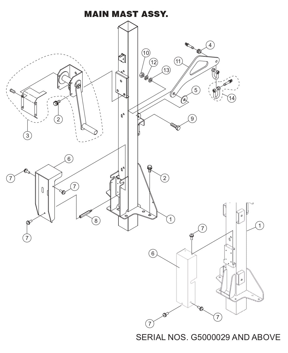 GB43SC GloBug Lighting System Main Mast Assembly Parts by Multiquip