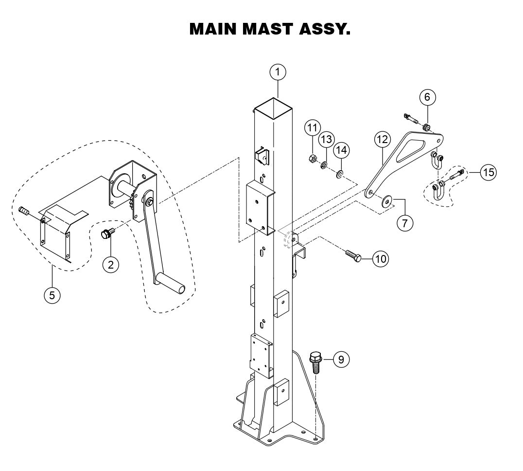 GB43LED GloBug Lighting System Main Mast Assembly Parts by Multiquip