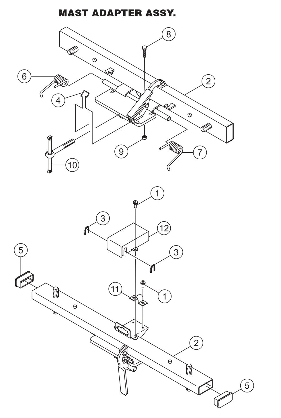 GB43SC GloBug Lighting System Mast Adapter Assembly Parts by Multiquip