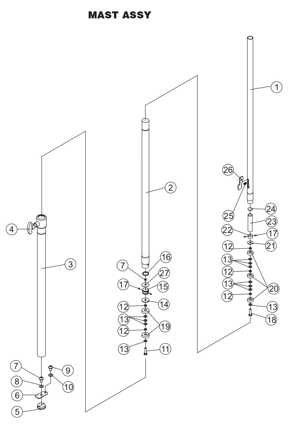 GBC/GBCE GloBug Lighting System Mast Assembly Parts by Multiquip