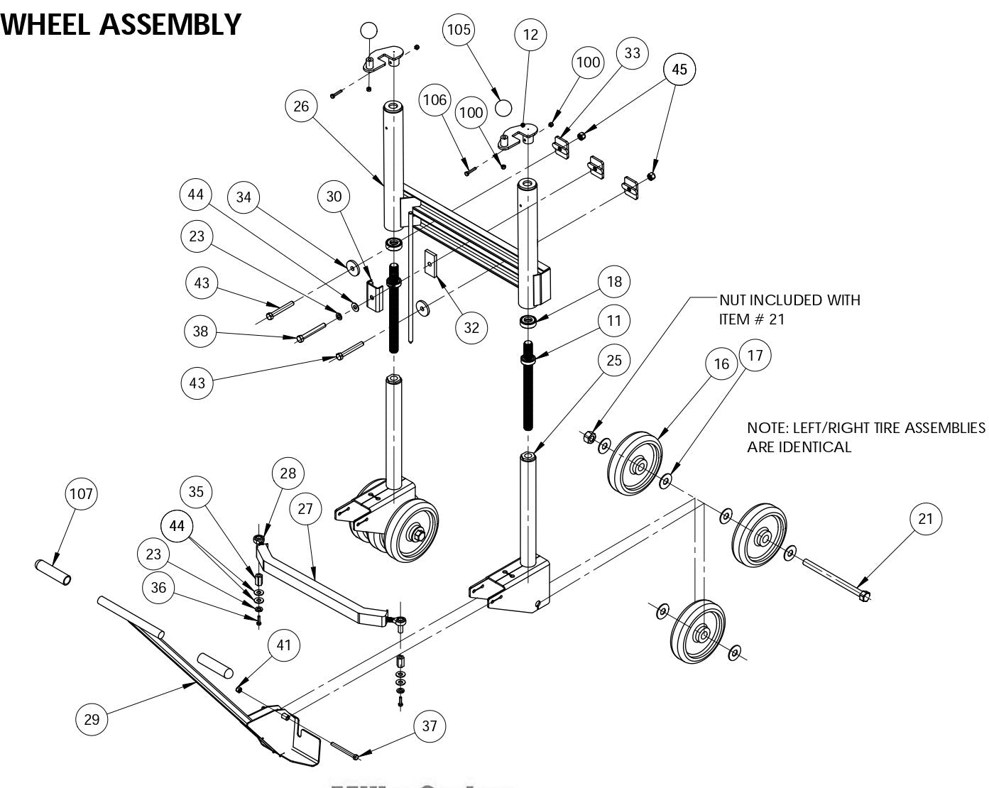 MC-550 Front Wheel Assembly Parts By Miller Curber