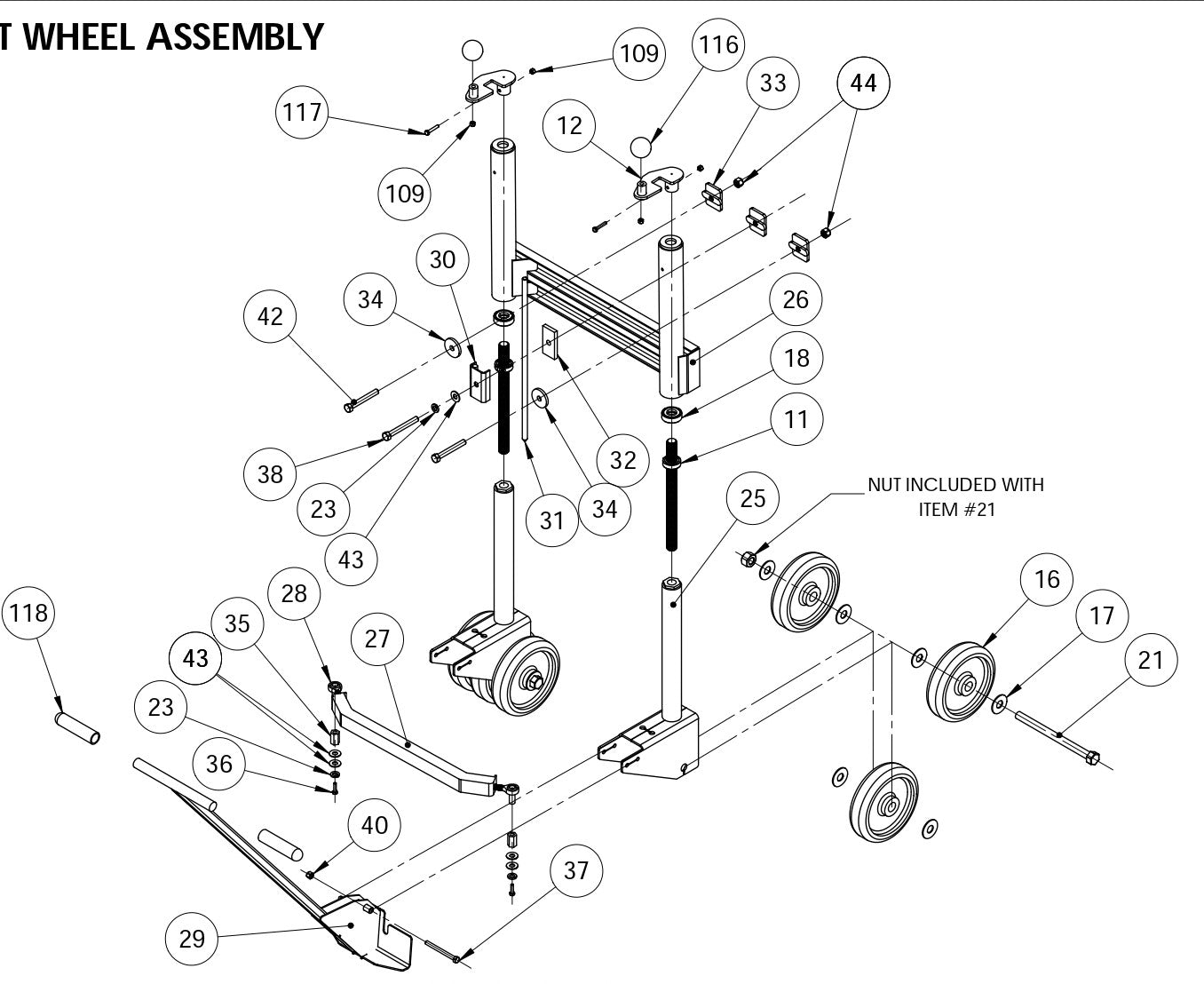 MC-750 Front Wheel Assembly Parts By Miller Curber