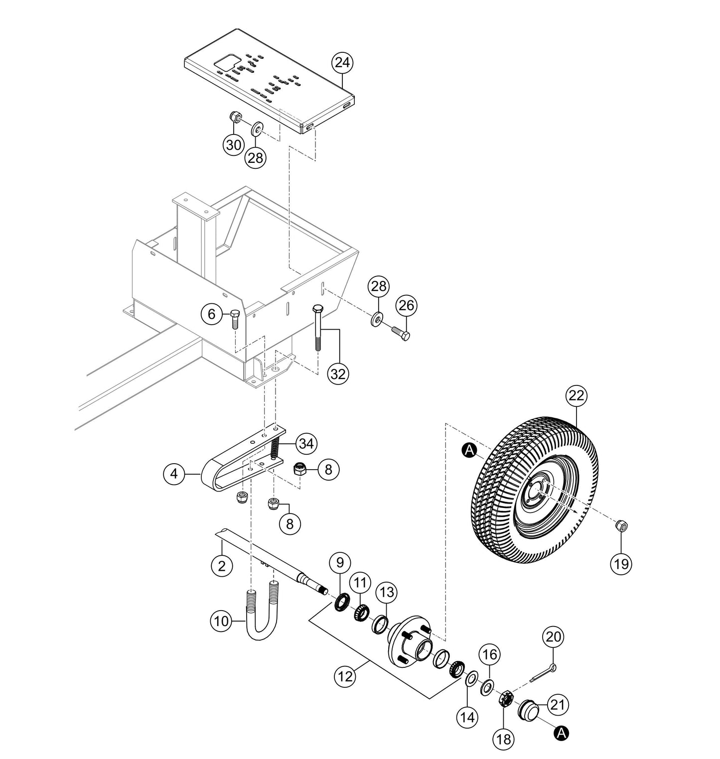 Axle Assembly Parts- MC12PH HONDA GX340UT2QA2/GX340UT2QAP2 Gasoline Engine