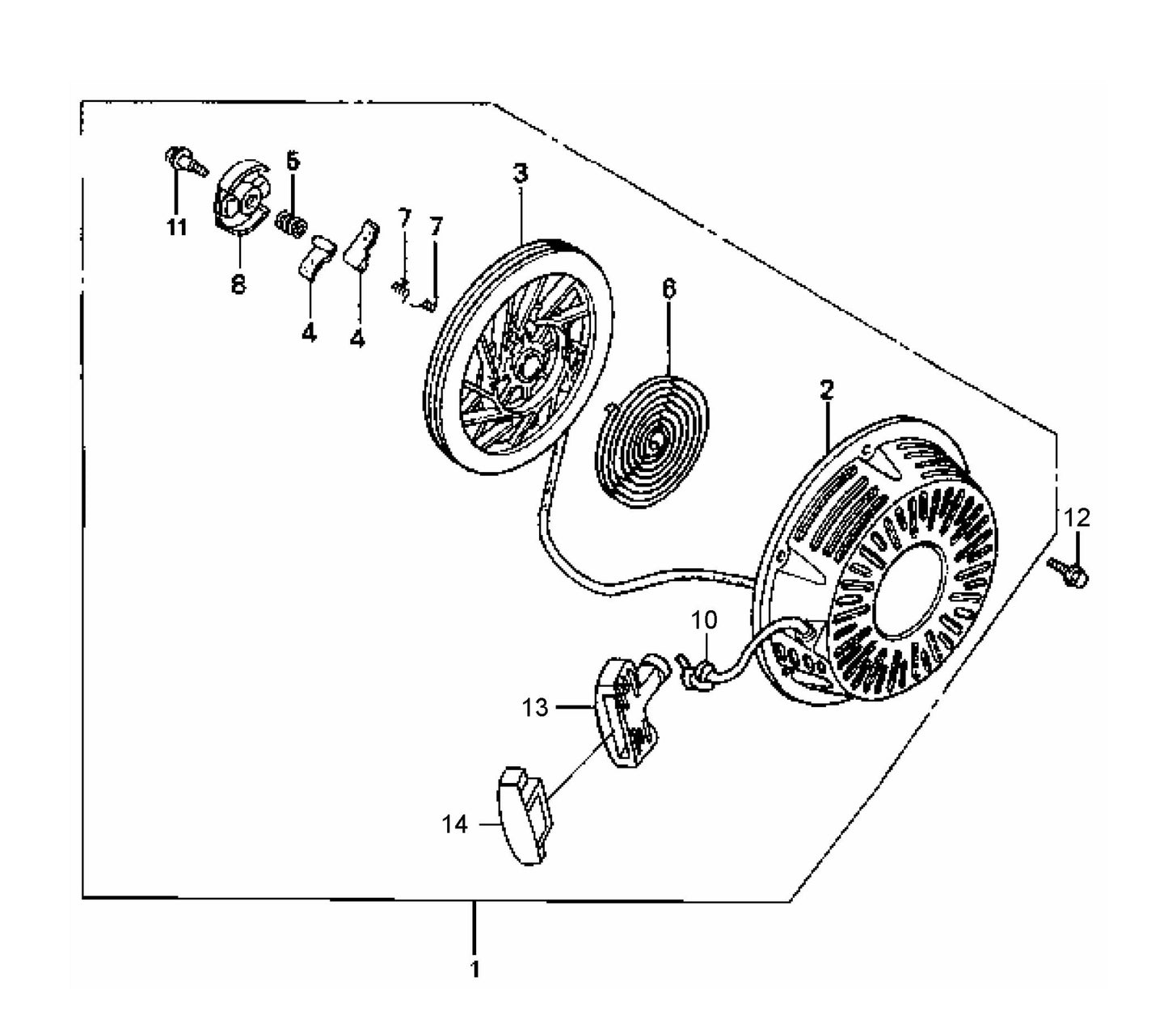 Recoil Starter Assembly Parts- MC12PH HONDA GX340UT2QA2/GX340UT2QAP2 Gasoline Engine
