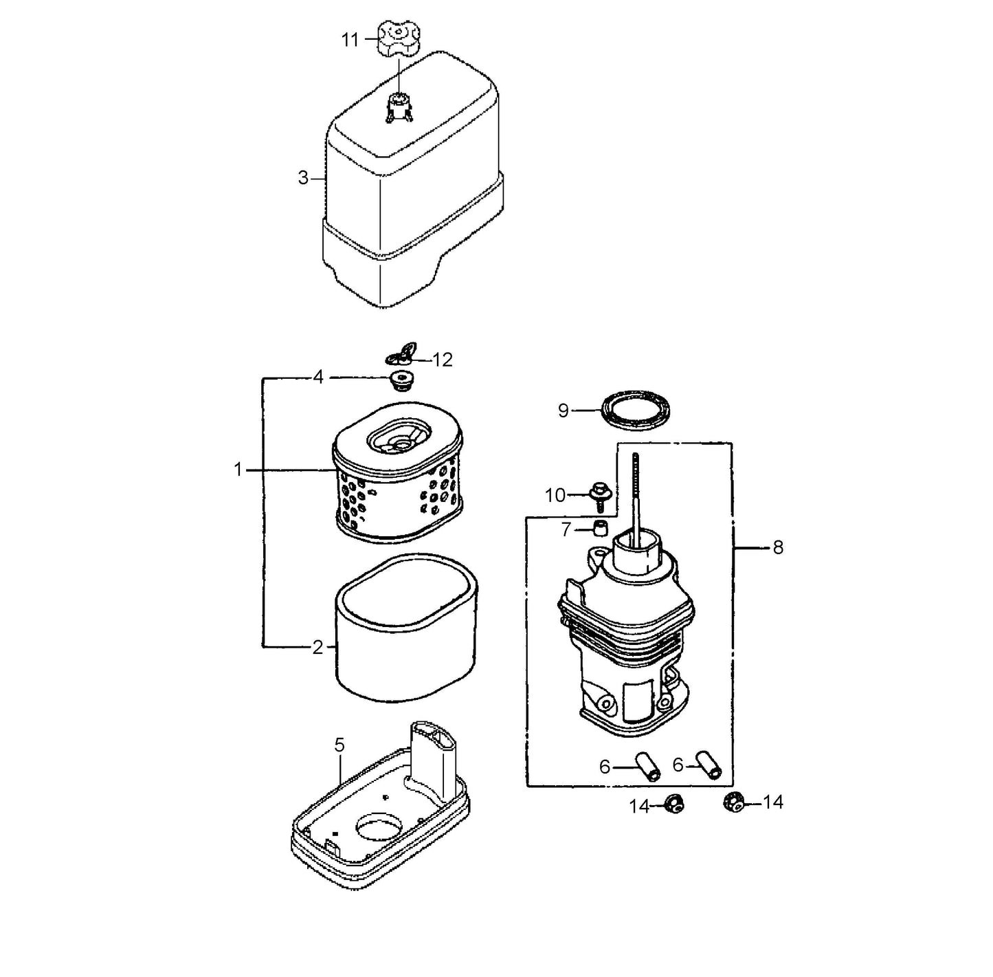 Air Cleaner Assembly Parts- MC12PH HONDA GX340UT2QA2/GX340UT2QAP2 Gasoline Engine