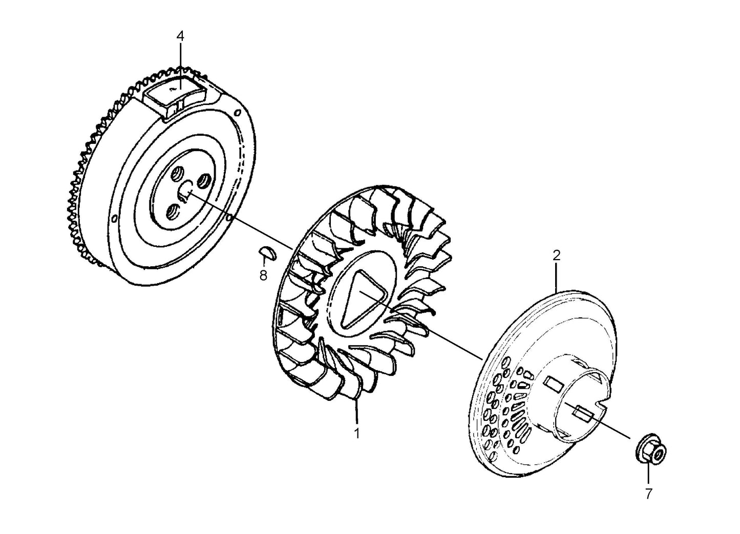 Flywheel Assembly Parts- MC12PH HONDA GX340UT2QA2/GX340UT2QAP2 Gasoline Engine
