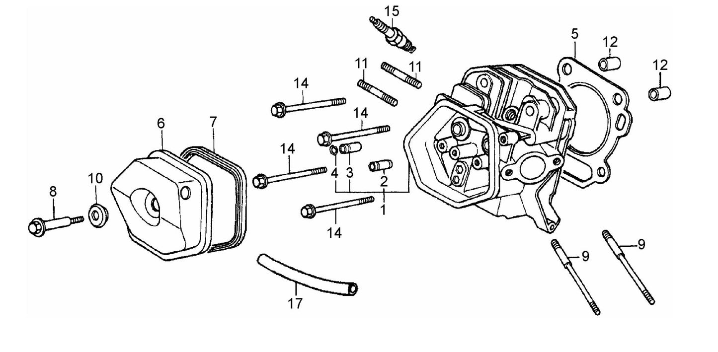 Cylinder Head Assembly Parts- MC12PH HONDA GX340UT2QA2/GX340UT2QAP2 Gasoline Engine