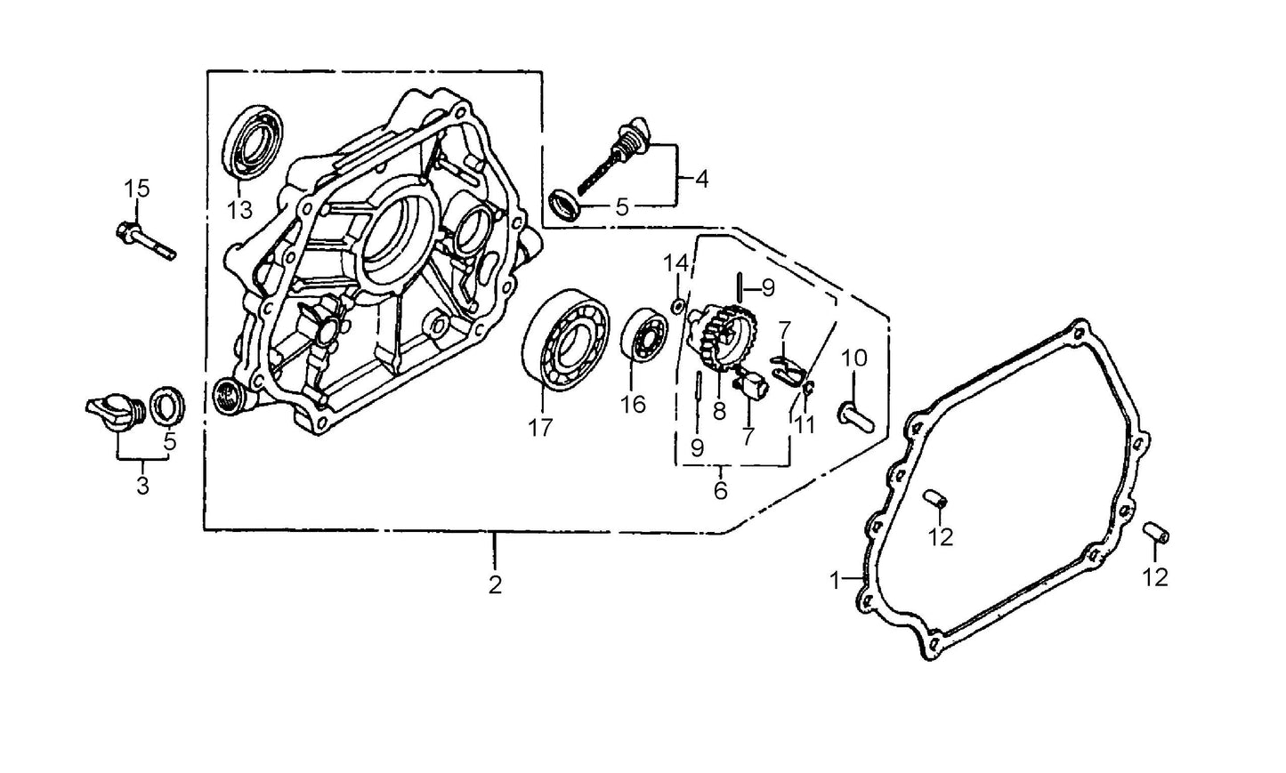 Crankcase Cover Assembly Parts- MC12PH HONDA GX340UT2QA2/GX340UT2QAP2 Gasoline Engine