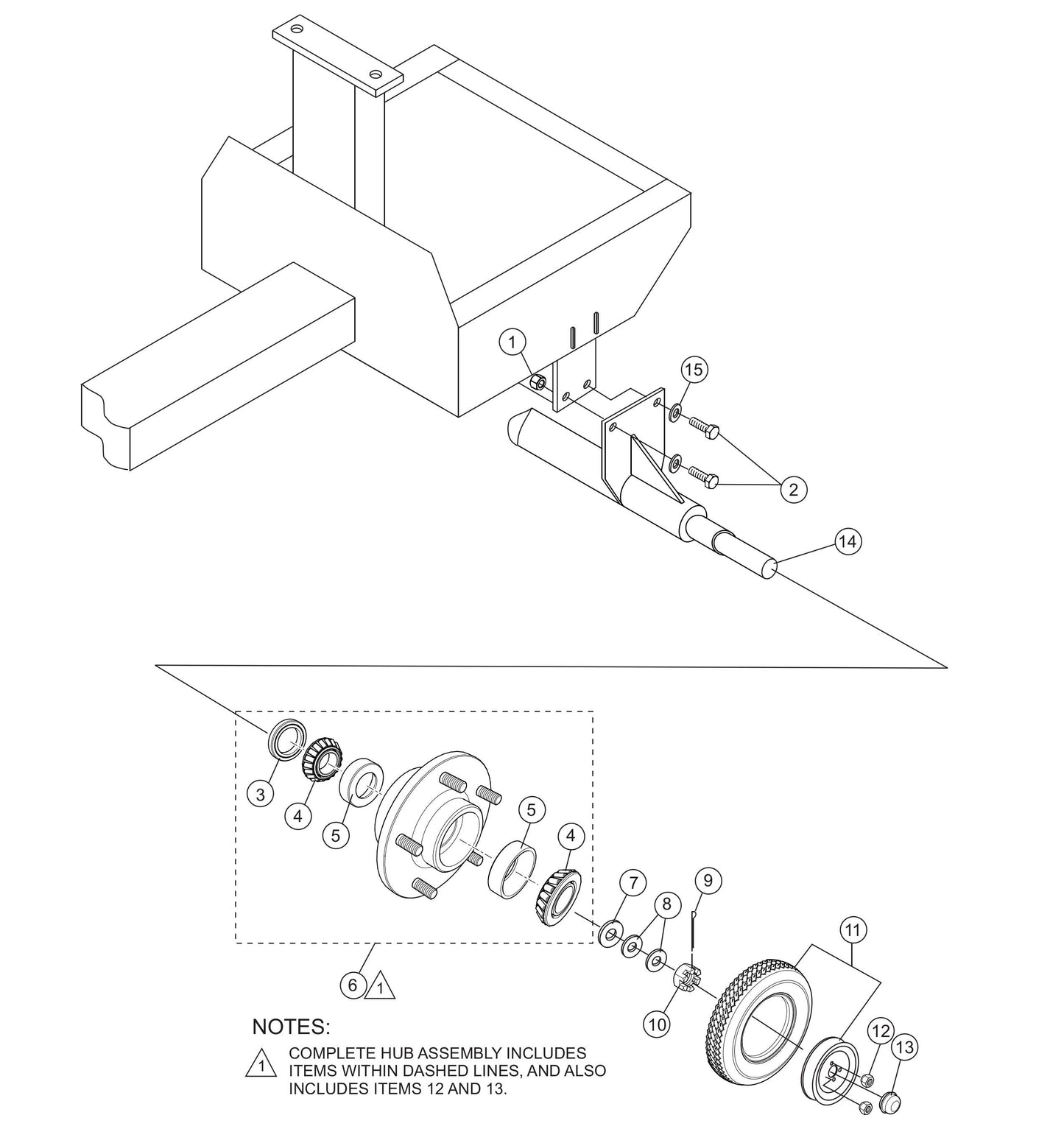 Axle Assembly Parts- MC44SH, MC44SE Concrete Mixer Honda GX120 Series Gasoline Engine