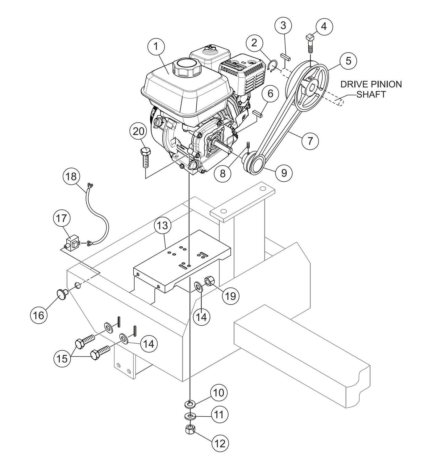 Gas Engine Mounting Plate Assembly Parts- MC44SH, MC44SE Concrete Mixer Honda GX120 Series Gasoline Engine