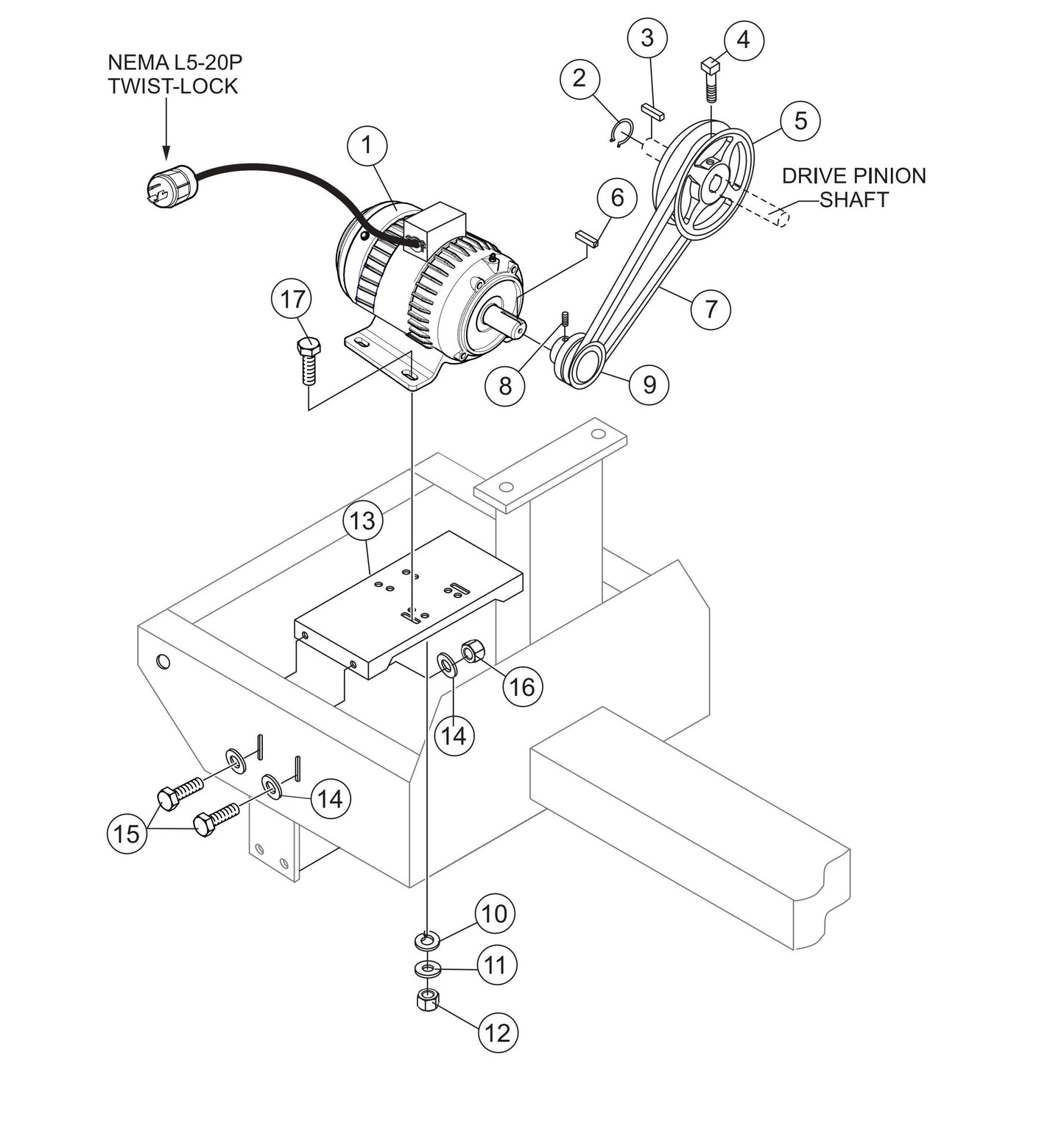 Electric Motor Mounting Plate Assembly Parts- MC44SH, MC44SE Concrete Mixer Honda GX120 Series Gasoline Engine