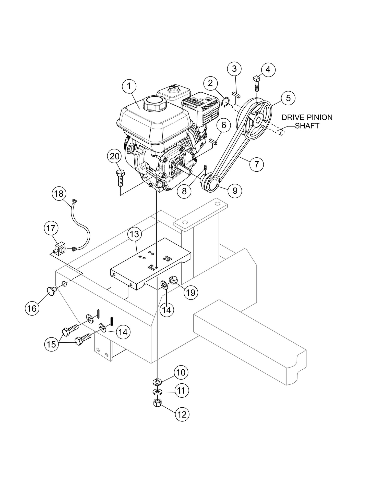 Engine Mounting Plate Assembly Parts- MC64SK,MC64PK Kohler CH395 9.5HP Gasoline Engine