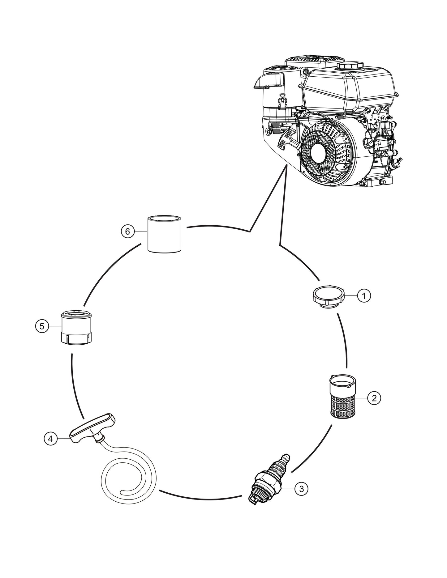 Engine Service Assembly Parts- MC94SK, MC94PK Concrete Mixer Kohler CH395 9.5 HP Gasoline Engine