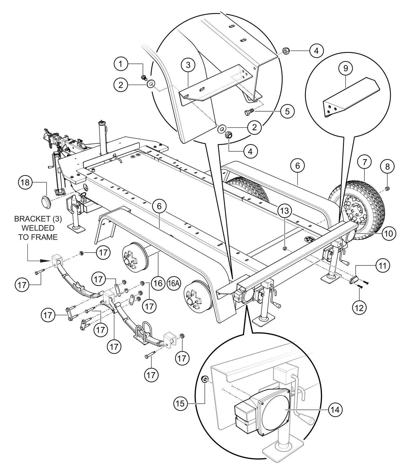 MLT25 Trailer Assembly Parts By Multiquip