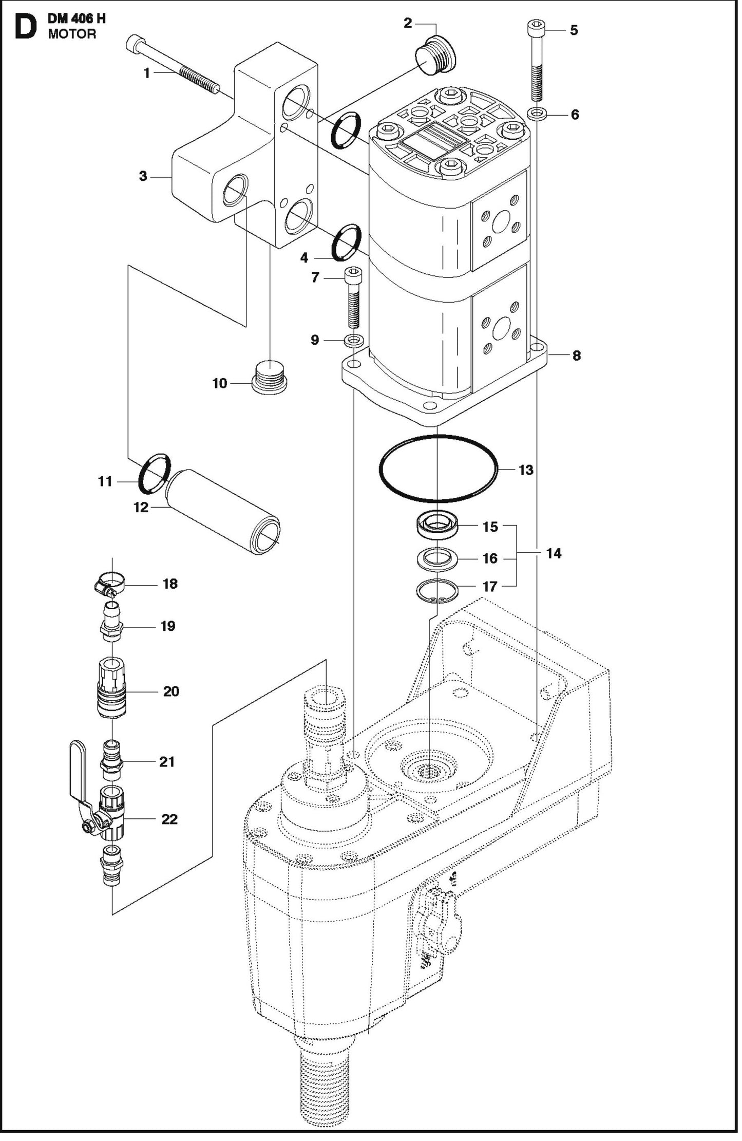 Motor Parts For Core Drill Motor DM 406 H By Husqvarna